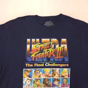Street Fighter 2 Video Game Crew Neck Short Sleeve T Shirt Mens Size XL Navy